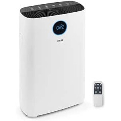 N8WERK Air purifier with 6-way filter system, H14 filter, CADR: 355 m³/h, for allergy sufferers, filters pollen, dust, bacteria etc. App control, includes UVC light, room size up to 80 m²