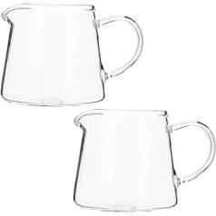 Angoily Set of 2 Crystal Glass Milk Jug Coffee Milk Jug Serving Jug Glass Milk Frothing Jug Sauce Jug Milk Jug Barista Milk Jug Cup for Kitchen