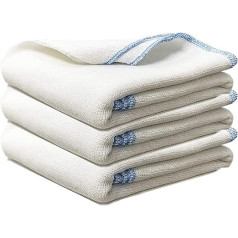 Towelogy® 20 White Cotton Tea Towels Extra Large Heavy Duty Biodegradable Commercial Quality Tea Towels Wash Cloths 38 x 45cm (White/Blue Coded)