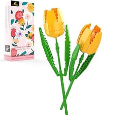 JMBricklayer Bouquet Building Blocks, Artificial Flowers, Decorative Home Accessories, Flower Building Blocks for Adults, Botanical Collection (2 Tulips)