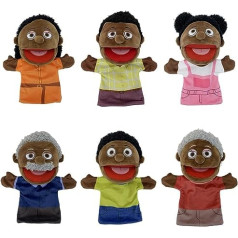 Melna rokas lelle | Melnas lelles bērniem 6gab Skolas mājas ģimenes locekļiem 28cm melnas roku lelles meitenēm zēniem Multikulturālas bērnu lelles ar kustīgu muti Zorq