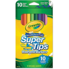 Crayola Waschbare Super Tips Marķieris, mazgāšanas stienis, 10/BX, AST