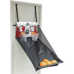 Carromco Basketball Indoor Door Game — mešanas spēle 1-2 spēlētājiem, ar četrām bumbām, mini basketbola mašīnas basketbola spēle, kas paredzēta montāžai pie durvīm ar regulējamu augstuma aizmugurējo paneli un elektronisku LCD