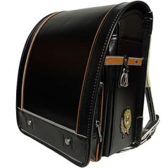 Schultasche, japanische Box-Schultasche, leichter Rucksack aus PU-Leder mit automatischer Verriegelung, für Mädchen und Jungen, A, 34 cm x 26 cm x 19 cm