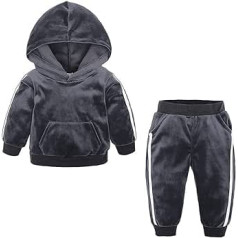 Verve Jelly Bērnu Toddler Zēni Zēni Meitenes Rudens Ziemas Apģērbs Samta Apģērbs Garās Piedurknes Hoodie Džemperis Topi Garās Bikses Divdaļīgs Treniņtērpa komplekts