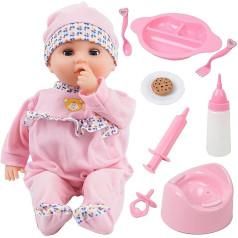 Toy Choi's Baby Doll — raudošas runājošas 42 cm lelles meitenēm no 2 gadu vecuma ar skaņām un jautriem barošanas piederumiem, mīksta lelles mazuļu rotaļlieta maziem bērniem un bērniem