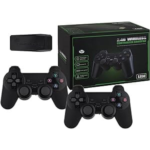 Retro Stick, Retro konsoles spēļu konsole, 4K HDMI izeja, Plug & Play retro spēļu konsole ar diviem 2,4 G bezvadu kontrolieriem un vairāk nekā 10 000 integrētu spēļu (64 G)