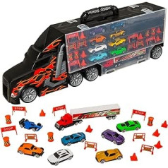 Teamsterz Large Car Transporter Launcher Truck, Includes Nine 3