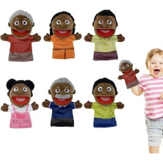 Ģimenes lelles bērniem, 6 gab. Melnas ģimenes lelles, Skolas māja, Ģimenes locekļi, 28 cm melnas roku lelles meitenēm un zēniem, Daudzkultūru bērnu lelles ar