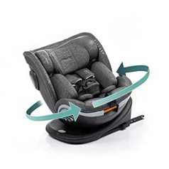 Babyauto grozāms bērnu sēdeklis - 0-36 kg, līdz 12 gadiem, 360° grozāms, Isofix bērnu autokrēsliņš ar i-Size drošību, grupa 0+/1/2/3, pelēks