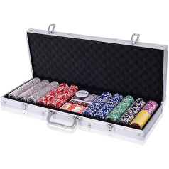 COSTWAY Poker Set Poker Case 300 Laser Chips Alumīnija futrālis iesk. Pilns komplekts