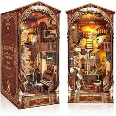 Book Nook DIY komplekts: Leļļu mājas koka miniatūras mājas komplekts ar mēbelēm un LED gaismu, Magic World 3D koka mīklu grāmatu kakts komplekts, modeļu komplekti cilvēkiem, kas vecāki par 14 gadiem, radoša dāvana