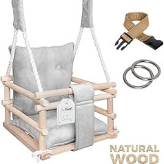 Lumali Indoor Swing for Children, Grey, Baby Swing Indoor, Baby Swing Outdoor Swing with Cushion, Children's Swing for the Garden, Baby Swing Door Frame, Swing Baby Wooden Swing