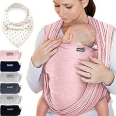 100% Cotton Baby Sling, Dark Grey, High Quality For Newborns and Babies up to 15 kg, Including Free Baby Bib