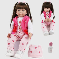 antboat Lifelike 24 Inch 60 cm Reborn Baby Dolls Girls Soft Silicone Vinyl Large Reborn Dolls with Lots of Accessories Baby Reborn