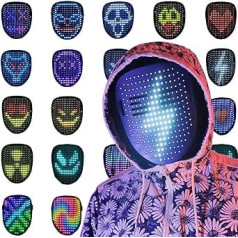 Depointer Life LED maska ar žestu atpazīšanu, LED apgaismota sejas transformācijas maska kostīmam, kostīmam, ballītei, maskarādei