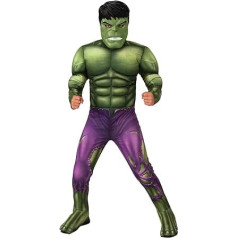 Rubies Hulk Deluxe bērnu kostīms ar polsterētu krūtīm, mēteli un masku, oficiālais Marvel kostīms karnevālam, Ziemassvētkiem, dzimšanas dienai, ballītei un Helovīnam