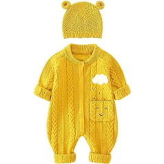 Pullover Kids Jungen Neugeborenes Baby gestrickter Strampler Baumwolle Langarm Junge Mädchen Pullover Kleidung Baby Overall Ohr Hut Outfits Set Kapuzenjacke Kinder Jungen