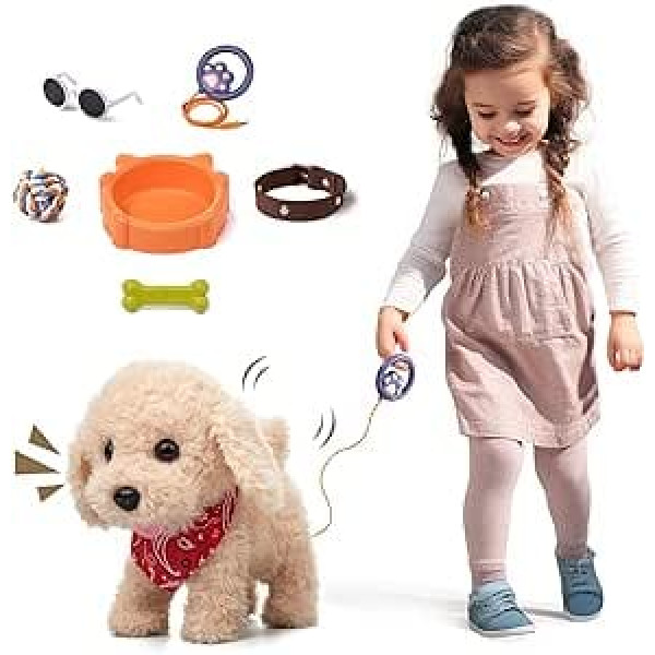 Walking Dog Toy for Children, Plush Electronic Puppy, Interactive Toy Pets for Toddle 3 4 5 6+ Years Old Girls Boys Gift