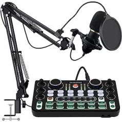 RUBEHOOW miksera komplekts Live skaņas kartes DJ kontroliera saskarne ar mikrofonu BM800 tiešraidei, ierakstīšanai, datoram, karaoke un spēļu balsij
