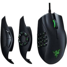 Razer Naga Trinity spēļu pele 16 000 DPI optiskais sensors — Chroma RGB apgaismojums — nomaināma sānu plāksne ar 2, 7, 12 pogu konfigurācijām — mehāniskie slēdži