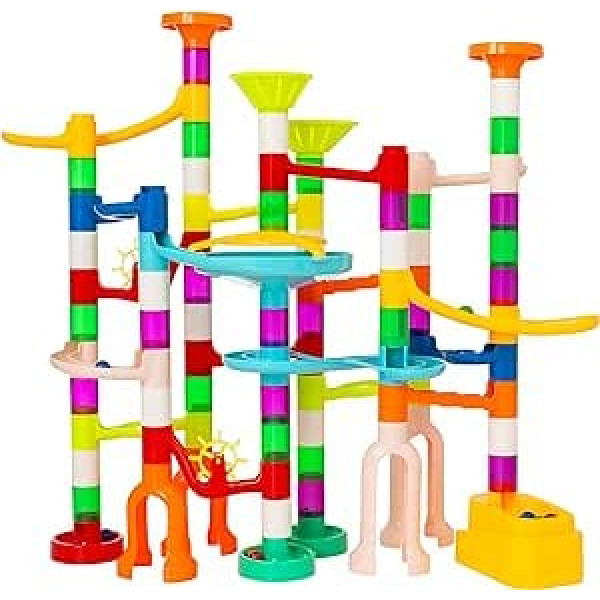 Wowow Toys Marble Run spēle ar 100+ gabaliem | Lielisks, jautrs būvēšanas rotaļu komplekts, bumbiņas bērniem, pieaugušajiem, zēniem un meitenēm, rotaļlietām no 3 gadu vecuma