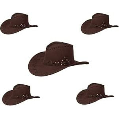 Alsino kovboju cepure Kovboju cepures komplekts no 5 sieviešu brūna sieviešu karnevāla rietumu cepure unisex kostīmu aksesuāri grezna kleita mākslīgās ādas galvas rota