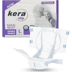 KERA® Maxi nakts nesaturēšanas biksītes - Absorbējošas autiņbiksītes pieaugušajiem [ar aizsardzību pret noplūdi] - Elpojošas pieaugušo autiņbiksītes lietošanai naktī - "Cotton Feel" - Iepakojumā 20 - L