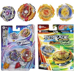 Toptoys2u Bargain Bundles Bey-Blade Burst Speedstorm & Quad Drive – World Spryzen S6, Betromoth B6, Decay Perseus P7, Destruction Belfyre B7 – Doppelpack – 4 Bey-Klingen