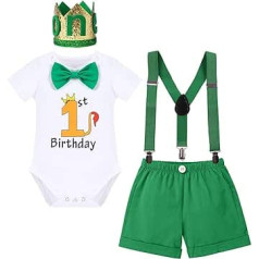 IWEMEK Baby Boys Animal 1st Birthday Cake Smash Outfits Gentleman Suit Bow Tie Romper + Y-Back Braces + Shorts + Hat Party Clothing Sets Photo Shooting Costume