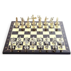 Historical Rome Figures Metal Chess Set for Adult, Handmade Pieces and Walnut Patterned Wood Chess Board Kıng 2.8 Inch