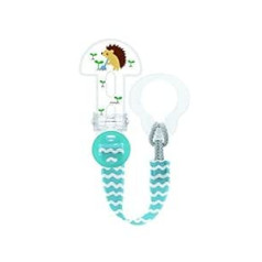 MAM Clip It! Baby Pacifiers Holder for Baby Pacifier with Adjustable Length, Dummy that can hold Ring Buttons, Teether and Toys, Blue
