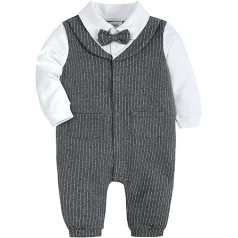 0 to18 Months Infant Outfits for Newborn Infant Baby Boys Cotton Bow Tie Gentleman Autumn Long Sleeve Romper Jumpsuit Set Clothes