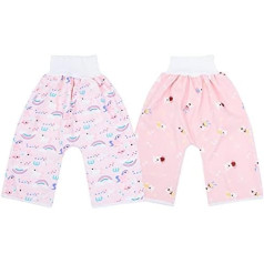 Amosfun 2 pieces nappy pants waterproof absorbent breathable baby potty pants for toddlers toddlers children baby boy girl night time size M 0-4 years