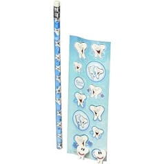 12 ~ Dentist Tooth Stationery Sets Individually Packed ~ New ~ Pencil Erasers Sticker ~ Dental Teeth Oral Care