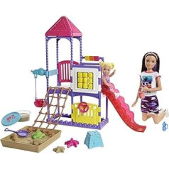 Barbie GHV89 Skipper aukles iesk. Rotaļu laukums un lelles, rotaļu komplekts auklēm, bērniem no 3 gadiem
