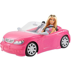 Barbie FPR57 — Rozā lelle un kabrioleta automašīna, rotaļlieta ar lellēm un leļļu piederumiem vecumā no 3 gadiem