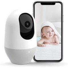 nooie Baby Monitor 360 grādu WiFi bērnu kamera ar nakts redzamību, 1080P mazuļu monitors ar kameru, kustības izsekošana, nakts redzamība, darbojas ar Alexa