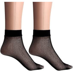 Koly Long® 1 pāri Lady Point Fishnet caurspīdīgas zīda īsās zeķes, melnas