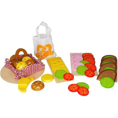 Bambilino Goki Buns, Bread Slices, Sausage Slices and Cheese Cuts, with Salad and Vegetable Side Tray, Set of Buns, Bread, Sausage, Cheese for Merchant Shop & Play Kitchen