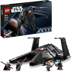 LEGO 75336 Star Wars Die Scythe — Lielā inkvizitora transporta kuģis, rotaļu kosmosa kuģis ar 2 šāvējiem, Bena Kenobi mini figūriņa un gaismas zobeni, Obi-Wan Kenobi komplekts