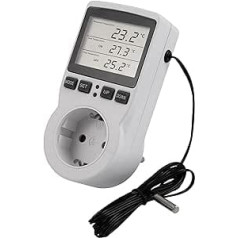 ‎Mc Power MC POWER - Digital Socket Thermostat with Sensor | TCU-441 | Temperature Controller with Socket, Cable + Waterproof Outdoor Sensor for Greenhouse, Aquarium, Fridge