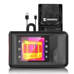 Hikmicro E03 Compact Pocket Thermal Imaging Camera, 240 x 240 SuperIR Resolution with Visual Camera, 96 x 96 IR Resolution, 9,216 Pixels, 25 Hz, 3.5 Inch Touchscreen Thermal Imaging Camera, IP54,