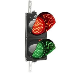 PrimeMatik - Traffic Light for Indoor and Outdoor Use IP65 Black 2 x 200 mm 220 V with Green and Red LED Lights