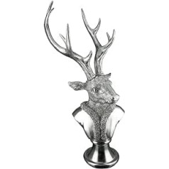 Gilde Decorative Figurine Sculpture Deer Bust Advent and Christmas Decoration Colour: Silver Height 52 cm