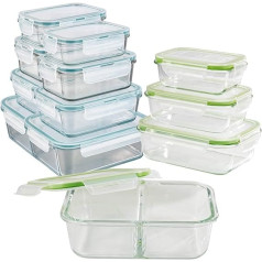 GOURMETmaxx Glass Food Storage Containers Klick-it | Suitable for Microwave, Freezer and Dishwasher | Transparent | Airtight Aroma Protection