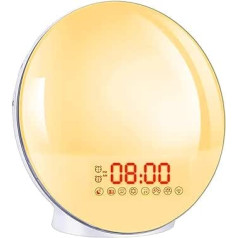 Bawoo Daylight Alarm Clock, Wake Up Light, Light Alarm Clock, Bawoo Sunrise Sunset Alarm Clock Radio Alarm Clock with 7 Natural Tones, 20 Brightness, 2 Alarms, Snooze Function, FM Radio for Adults and