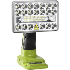 ‎Hipoke 18V Tools LED gaisma pārnēsājama āra liela attāluma prožektors 18W 2000LM kabatas bezvadu LED darba gaisma saderīga ar Ryobi ONE+ 14,4V-18V Li-Ion Ni-Cd Ni-Mh akumulatoru P107 P108 (bez akumulatora)