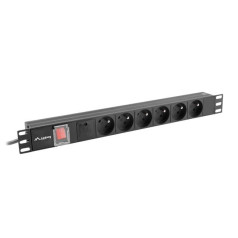 Lanberg jaudas sloksnes statīvs Pdu 19 collu (1u, 16a, 6x 230v pl, 2m, melns) pdu-06e-0200-bk