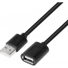 AM-AF USB kabelis 1,8 m pagarinātājs, melns